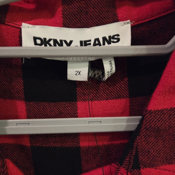 DKNY Red and Black Flannel Checkered Shirt 2X - Picture 2 of 5
